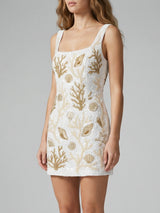 Ocean Treasure White and Gold Beaded Mini Dress