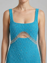 Posy Sea Blue Beaded Mini Dress