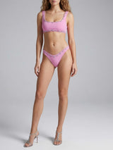 Aaliyah Hand Embroidered Crystals Bikini Top in Pink
