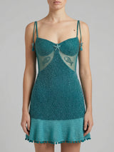 Green Starfish Beaded Mini Dress