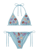 Shell Beaded Bikini Top - Blue