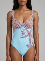Selene Sea Shell Swimsuit in Aqua