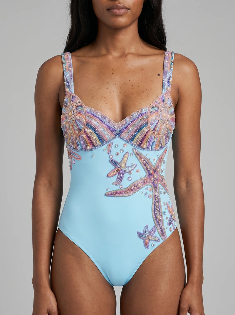 Selene Sea Shell Swimsuit in Aqua
