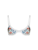 Los Angeles Hand-Embroidered Bikini Top White
