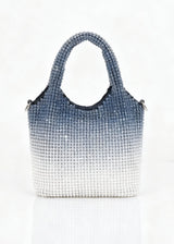 Gradient blue to white handbag on a white background