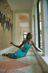 Dolphin Aqua Halterneck Maxi Dress