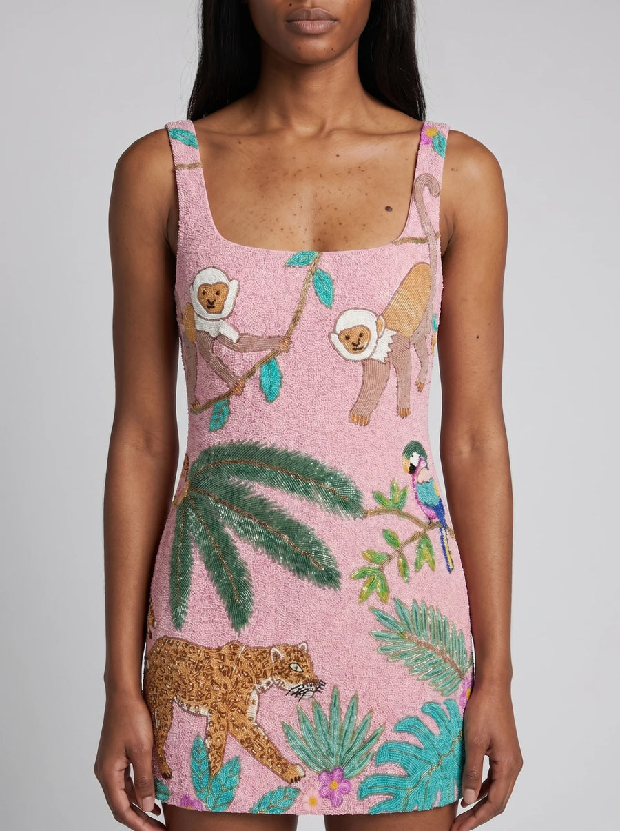 Sofia Jungle Pink Mini Dress