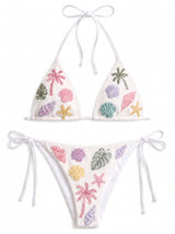 Beach Vibe White Beaded Bikini Bottom