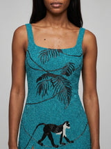 St. Barth Hand-Beaded Crystal Dress - Teal