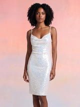 Sienna White Sequin Luxury Mini Dress