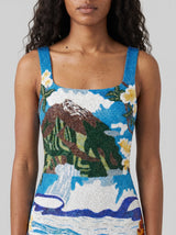 Mountain Blue Beaded Mini Dress