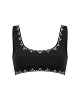 Aaliyah Hand Beaded Crystals Bikini Top - Black