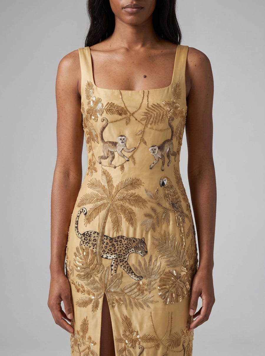 Zola Gold Midi Slip Dress
