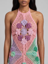 Rowan Halter Maxi Crochet Pink Dress