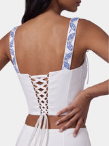 Ocean Pearl Ribbon Hand-Beaded Embroidery Multi Color Top