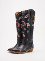 Arizona Embroidered Leather Boots-Multi Color