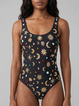 Celestial Tide Black Swimsuit