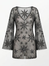 Deep Sea Nebula Sheer Black Mini Dress