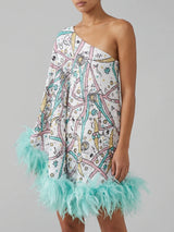 Coral One Shoulder Multi Coloured Kaftan