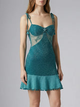Green Starfish Beaded Mini Dress