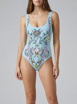 Una High Cut Scoop Back Blue Swimsuit