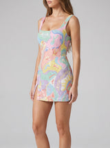Boston Vibrant Hand-Beaded Dress in Pastel