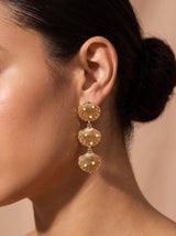 Triple Shell Gold with Pearl Earrings