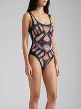 Oceanus x Zandra Rhodes Dreamy Dreamy One Piece Shell Swimsuit Black