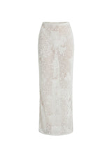 Hazel Beaded Powermesh Jellyfish Maxi Skirt- White