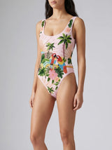 Maya Scoop Back Tropical Swimsuit - Pink in stock