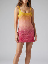 Sofia Hand Beaded Party Dress Orange Pink Ombre