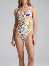 Sunny Snake Beaded Swimsuit in White