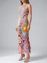 Kaia Crochet Coral Multi Maxi Dress