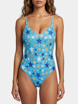 Celestial Hand Beaded Night Blue Swimsuit