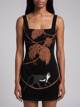 St. Barth Hand-Beaded Crystal Dress in Black