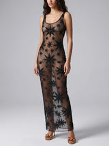 Deep Sea Nebula Sheer Black Maxi Dress
