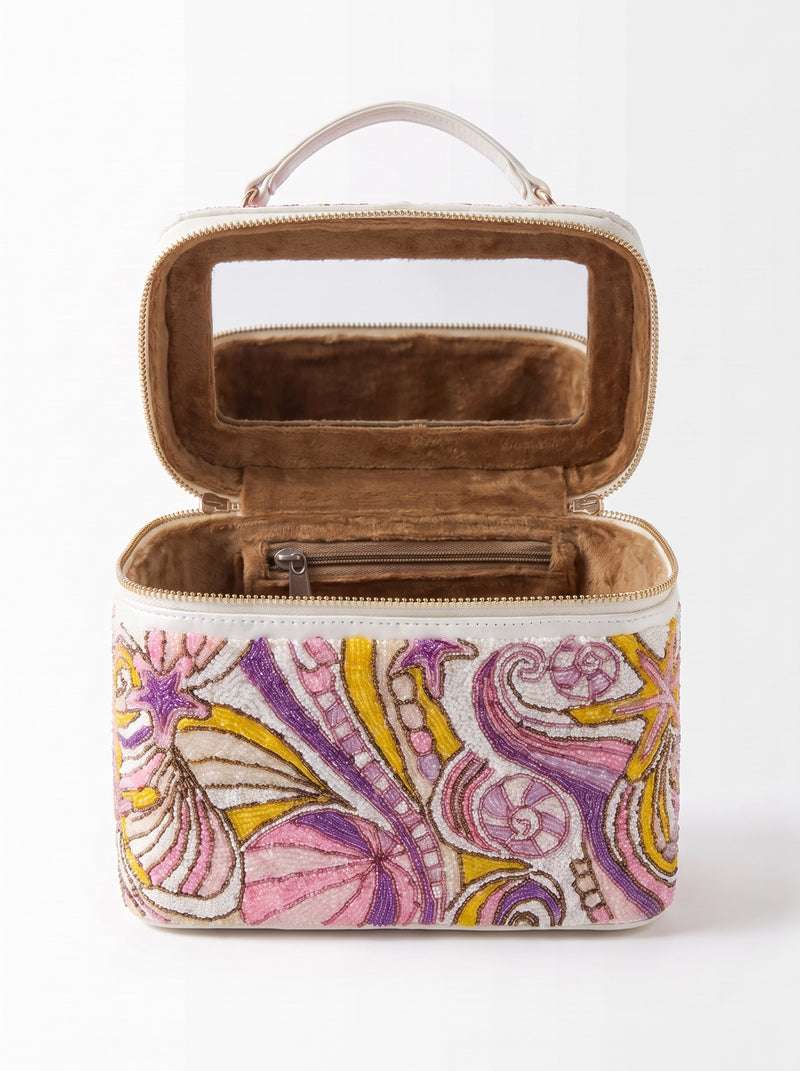 Mare Wave Pink Hand-Embroidered Vanity Bag