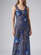 Coralie Sheer Maxi Dress in Navy