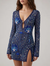 Coralie Sheer Navy Mini Dress