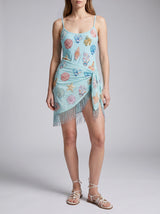 Shell and Starfish Sky Blue Embroidered Sarong