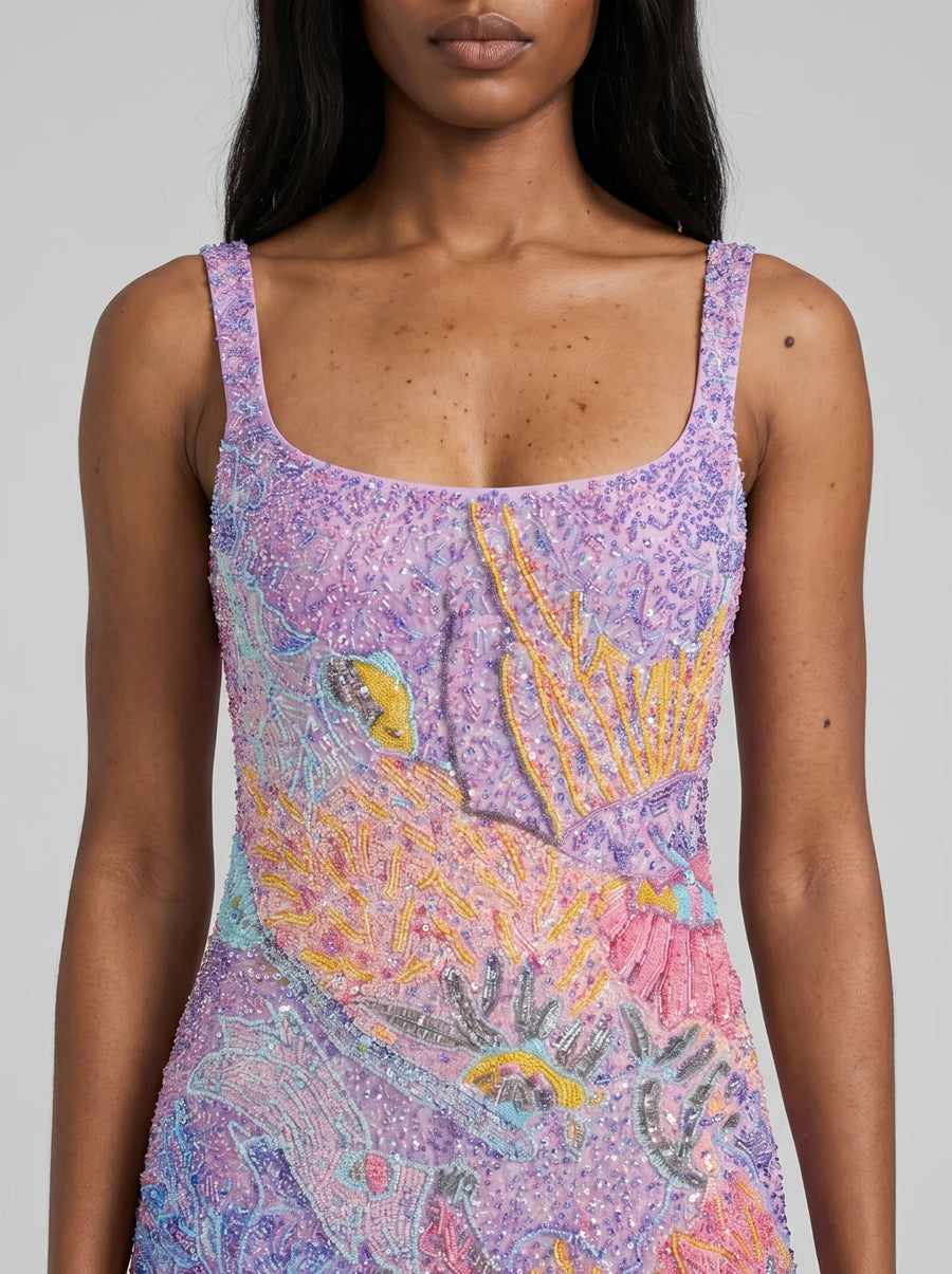 Lilac Coral Muse Mini Dress