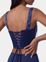 Ocean Pearl Ribbon Hand-Beaded Embroidery Multi Color Top