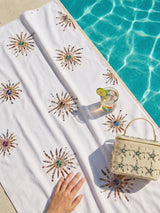 Oceanus x Alwann Callie Double-Sided White & Pink Luxe Towel