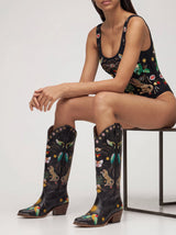 Willow Embroidered Leather Boots Multi Colour