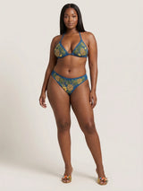 Tropical Pineapple Beaded Bikini Bottom in Blue