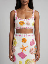 New York Hand-Embroidered Top White