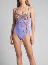 Selene Sea Shell Hand-Beaded Swimsuit Purple