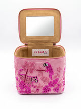 Tropical Pink Hand-Embroidered Vanity Bag