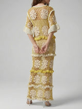 Daisy Crochet Dress White and Yellow