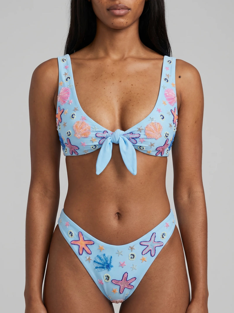Orla Tie In The Middle Bikini Top Blue